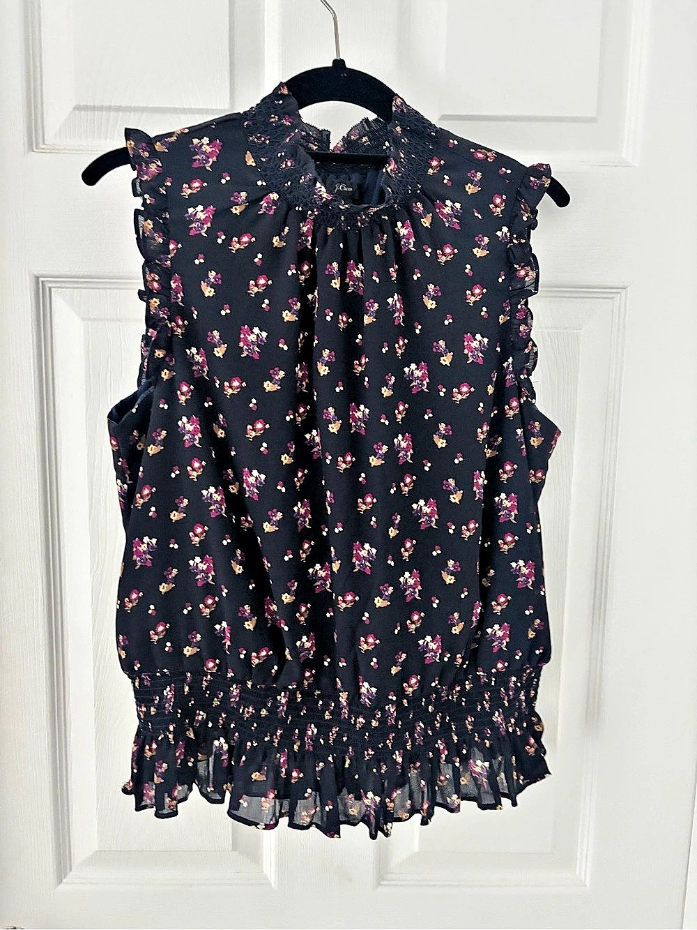 J.Crew Sleeveless mockneck top in watercolor floral print Watercolor Floral Top